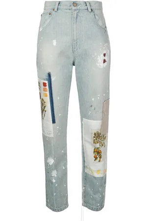 MONSE Batnical patchwork straight-leg jeans