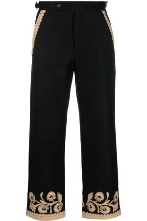 BODE Embroidered-hem detail trousers