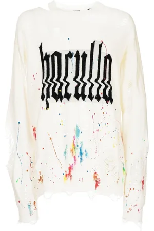 HACULLA Glitched logo-print ripped sweatshirt