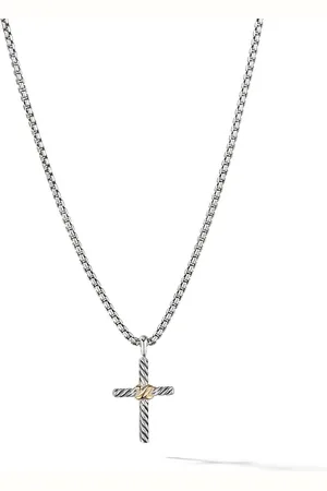 David Yurman 14kt yellow gold and sterling Petite X Cross necklace (24mm)