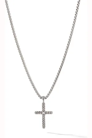 David Yurman Sterling Cable Classics Cross diamond necklace (24.3mm)