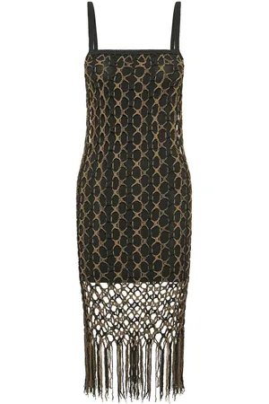 DION LEE Crochet-net layered midi dress