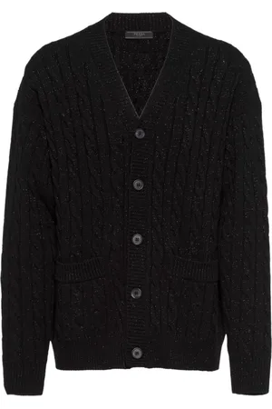 Prada Metallic-threading wool-cashmere cardigan