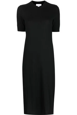 Barrie Side-slit cashmere midi dress