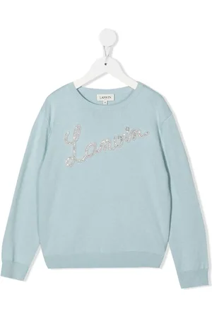 Lanvin Rhinestone-logo crew-neck jumper