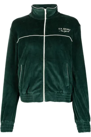 Sporty & Rich Logo-print velvet track jacket
