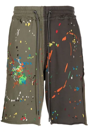 MOSTLY HEARD RARELY SEEN Panelled paint-embroidered shorts