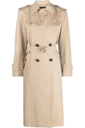 Pinko Love Birds-buckle trench coat