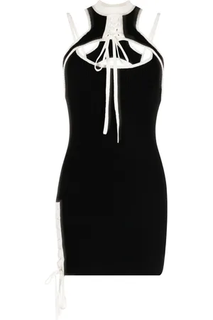 MONSE Contrast-trim lace-up mini dress
