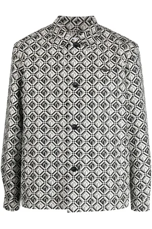 Marine Serre Jacquard diamond-pattern long-sleeve shirt