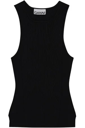 Ganni Panelled rib-knit vest top