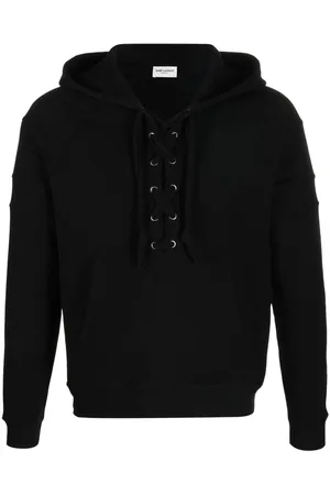 Saint Laurent Lace-up organic-cotton hoodie