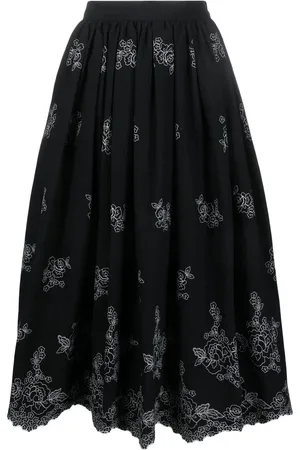 Erdem Fiona floral-embroidered midi skirt