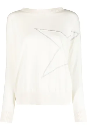 LORENA ANTONIAZZI Star-appliqué boat-neck jumper