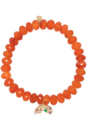 Sydney Evan 14kt yellow gold Rainbow charm carnelian bracelet