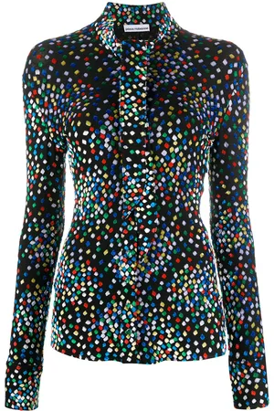 Paco rabanne Geometric print long-sleeve blouse