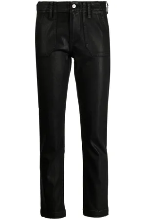 Paige Coated-finish cropped jeans