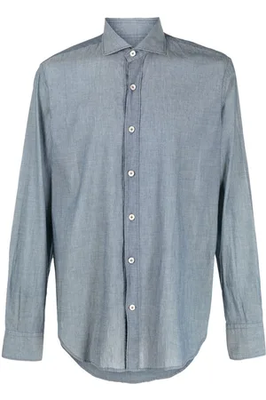 ELEVENTY Spread-collar chambray shirt