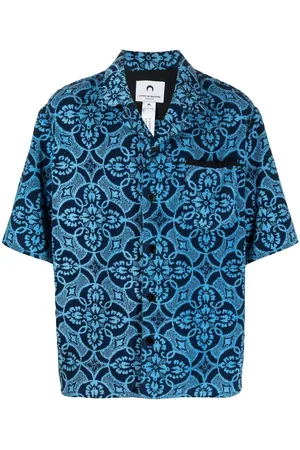 Marine Serre Oriental Towel-print short-sleeve shirt