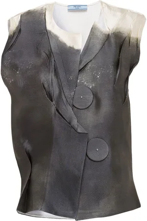 Prada Two-tone silk satin blouse
