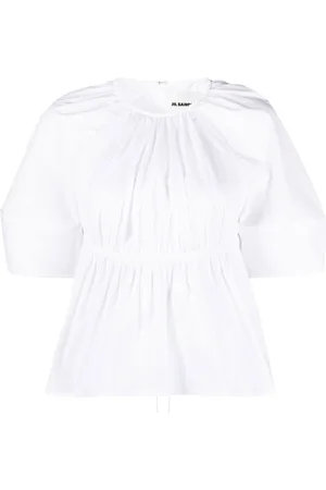 Jil Sander Pleated cut-out poplin blouse