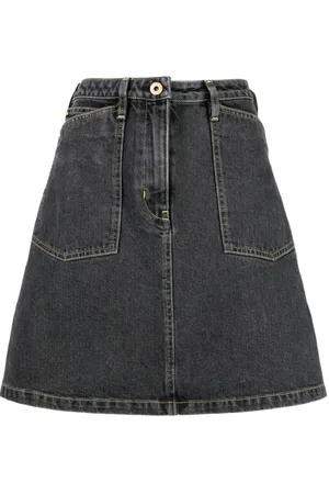 Kenzo High-waisted bleached denim skirt