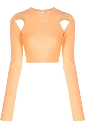 OFF-WHITE Cut-out long-sleeve crop top