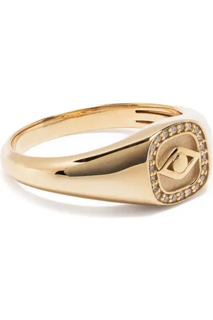 Sydney Evan 14kt yellow Evil Eye diamond singet ring