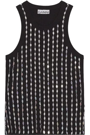 Ganni Beaded sleeveless tank top
