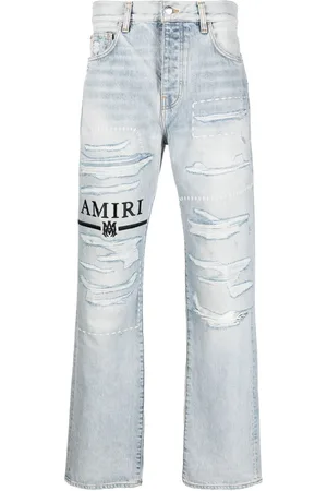 AMIRI Logo-embroidery ripped jeans