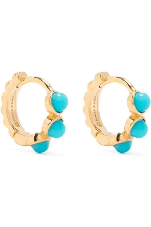 Dower and Hall Turquoise-embellished huggie hoops