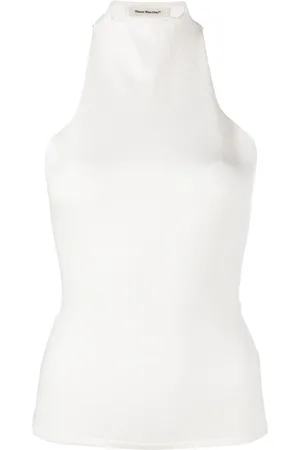There Was One Mock-neck open-back knitted top