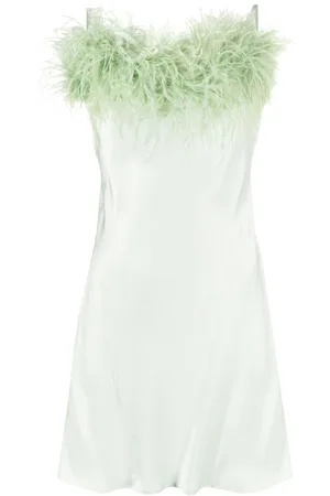 Sleeper Boheme feather-trim minidress