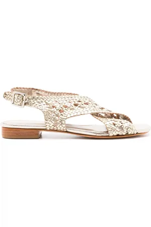 Sarah Chofakian Isolde metallic interwoven sandals