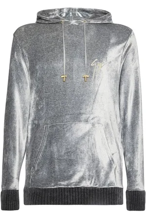Giuseppe Zanotti Embroidered-logo velvet hoodie