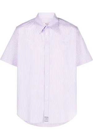MARTINE ROSE Logo-embroidered striped shirt