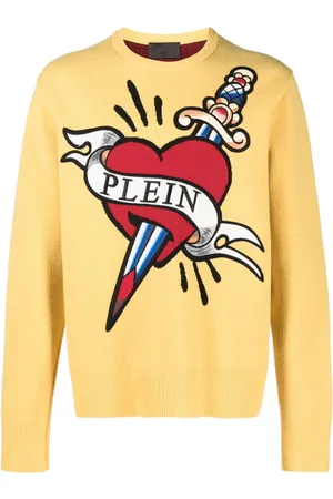 Philipp Plein Heart & dagger intarsia-knit jumper