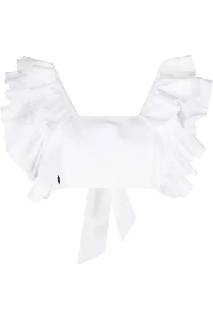 Philipp Plein Cropped ruffle-trimmed top