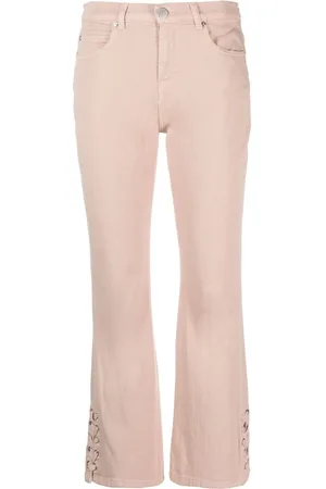 Pinko Lacing-detail logo-patch bootcut jeans