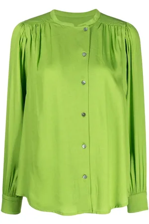YVES SALOMON Gathered-detail off-centre blouse