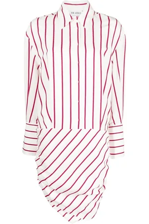 The Attico Hatty striped draped dress