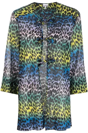 Ganni Leopard-print cotton blouse