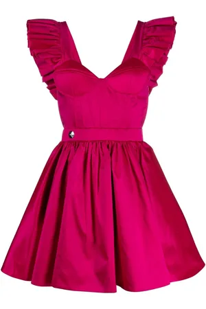 Philipp Plein Ruffled-sleeve silk mini dress
