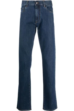 CANALI Logo-patch straight-leg trousers