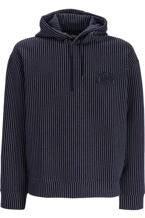 Emporio Armani Pinstriped embroidered logo hoodie