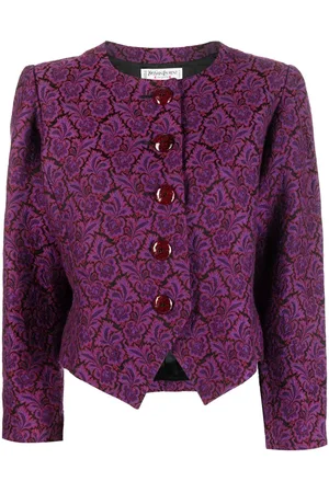 Saint Laurent Floral jacquard collarless jacket