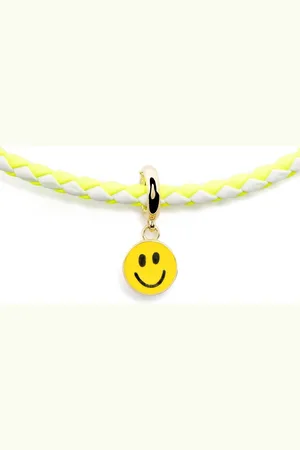 Lauren Rubinski 14kt yellow gold smiley face cord necklace