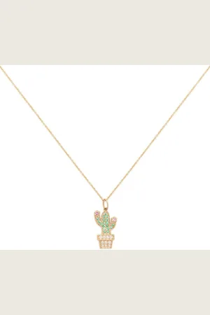 Sydney Evan 14kt yellow cactus charm necklace