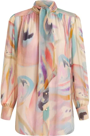 Etro Painterly-print pussy-bow blouse