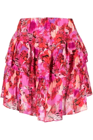 IRO Floral-print tiered skirt